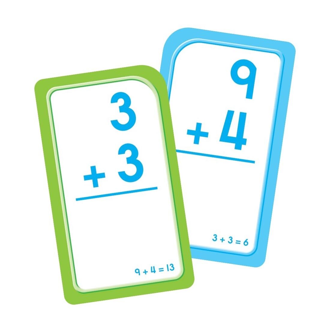 Sample double-sided addition flash card from School Zone Addition 0-12 Flash Cards