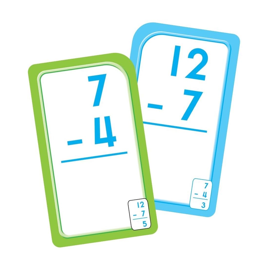 Sample double-sided subtraction flash card from School Zone Subtraction 0-12 Flash Cards