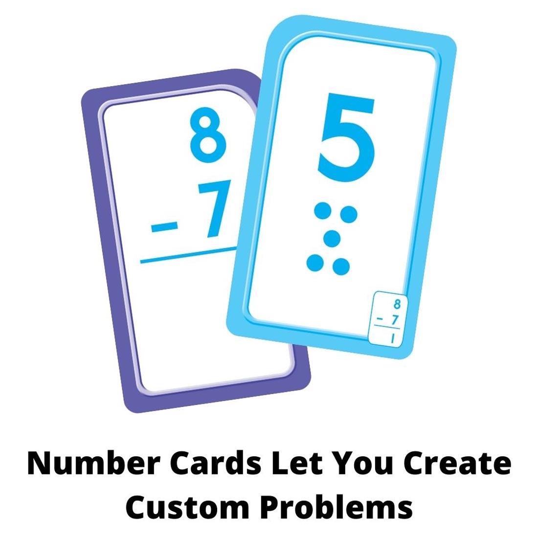 Sample double-sided subtraction and number flash card from School Zone Subtraction 0-12 Flash Cards