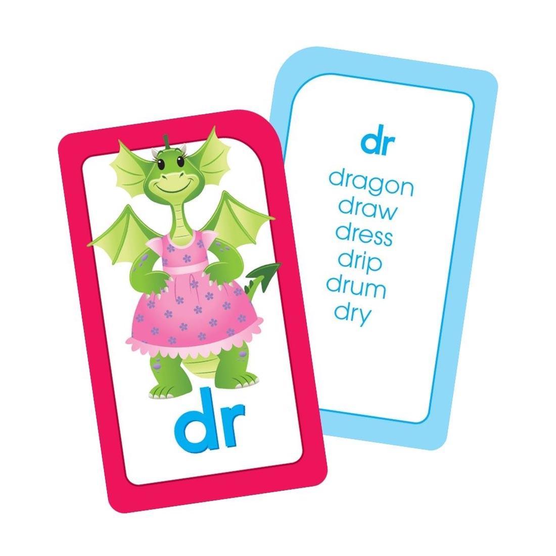 Sample double-sided phonics flash card from School Zone Phonics Made Easy Flash Cards