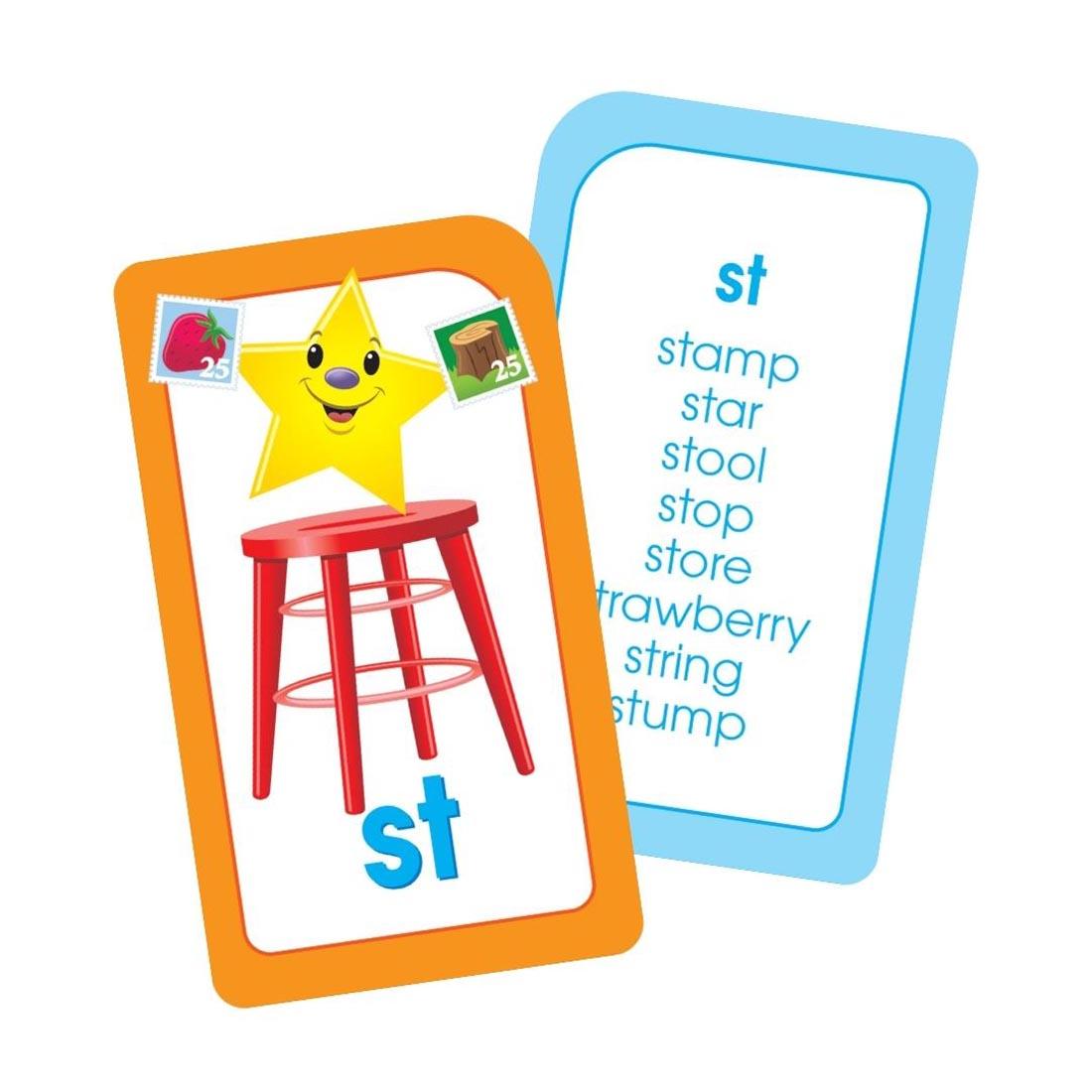 Sample double-sided phonics flash card from School Zone Phonics Made Easy Flash Cards