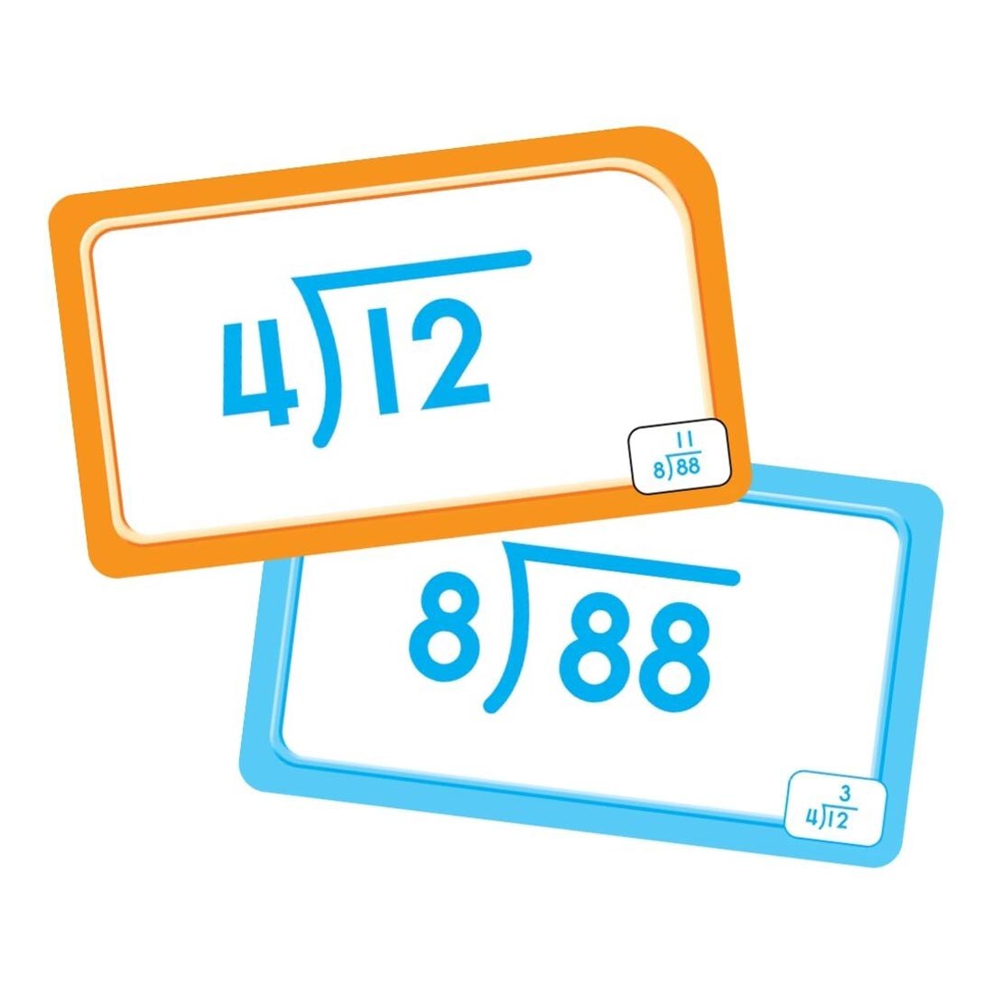 Sample double-sided division flash card from School Zone Division 0-12 Flash Cards