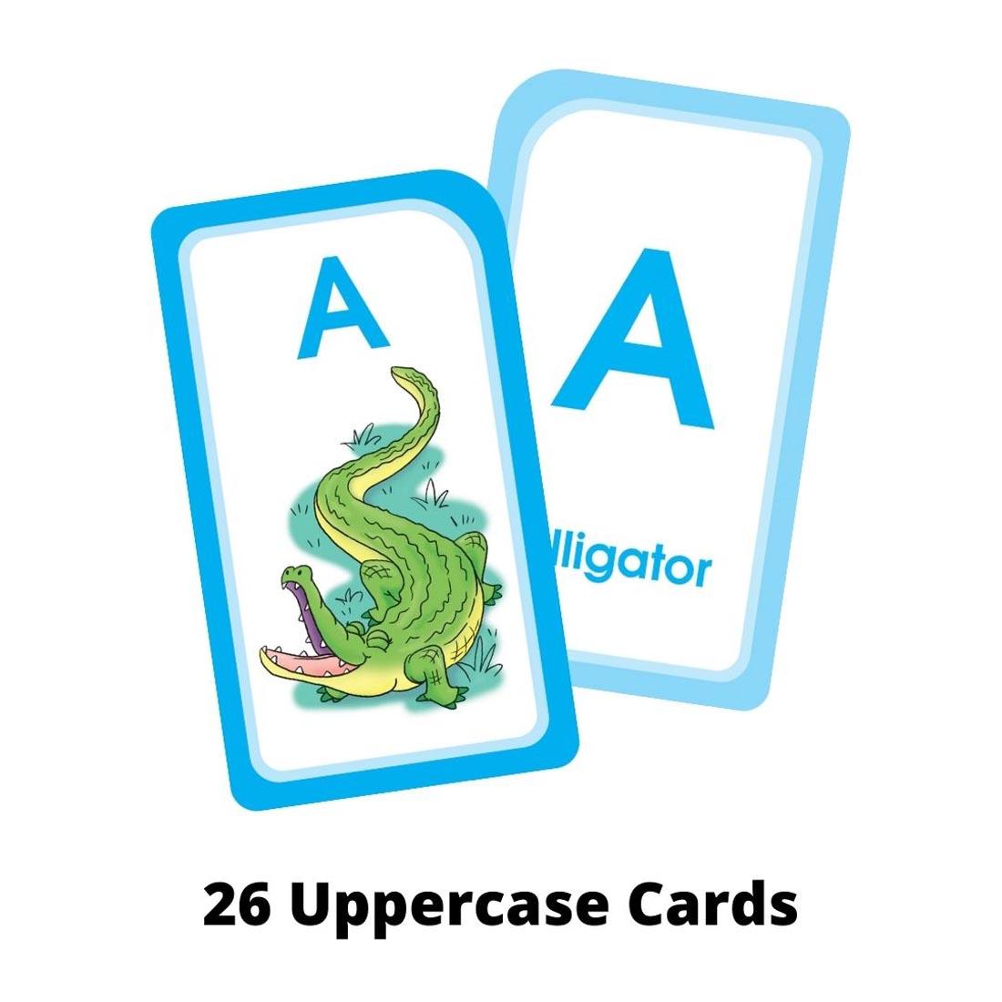 Sample double-sided uppercase alphabet flash card from School Zone Alphabet Match Flash Cards