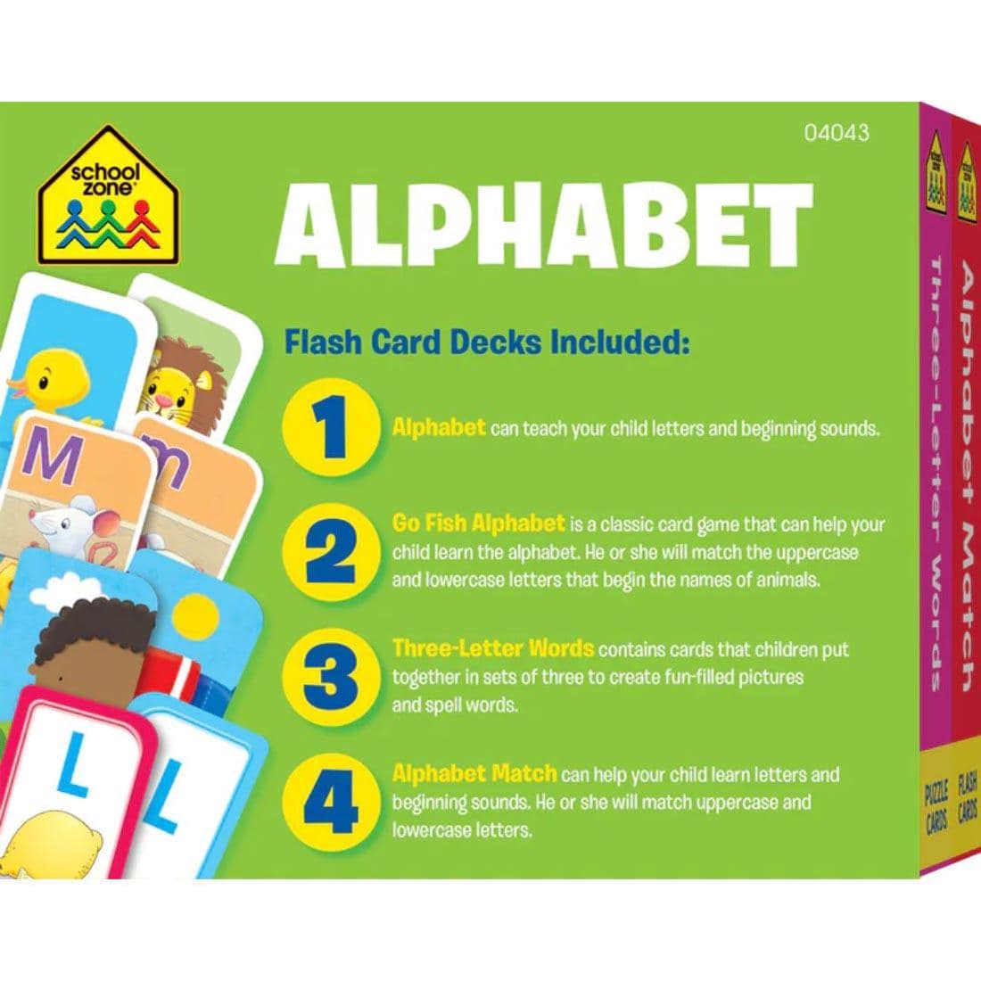 Back package of School Zone Alphabet Flash Cards 4-Pack