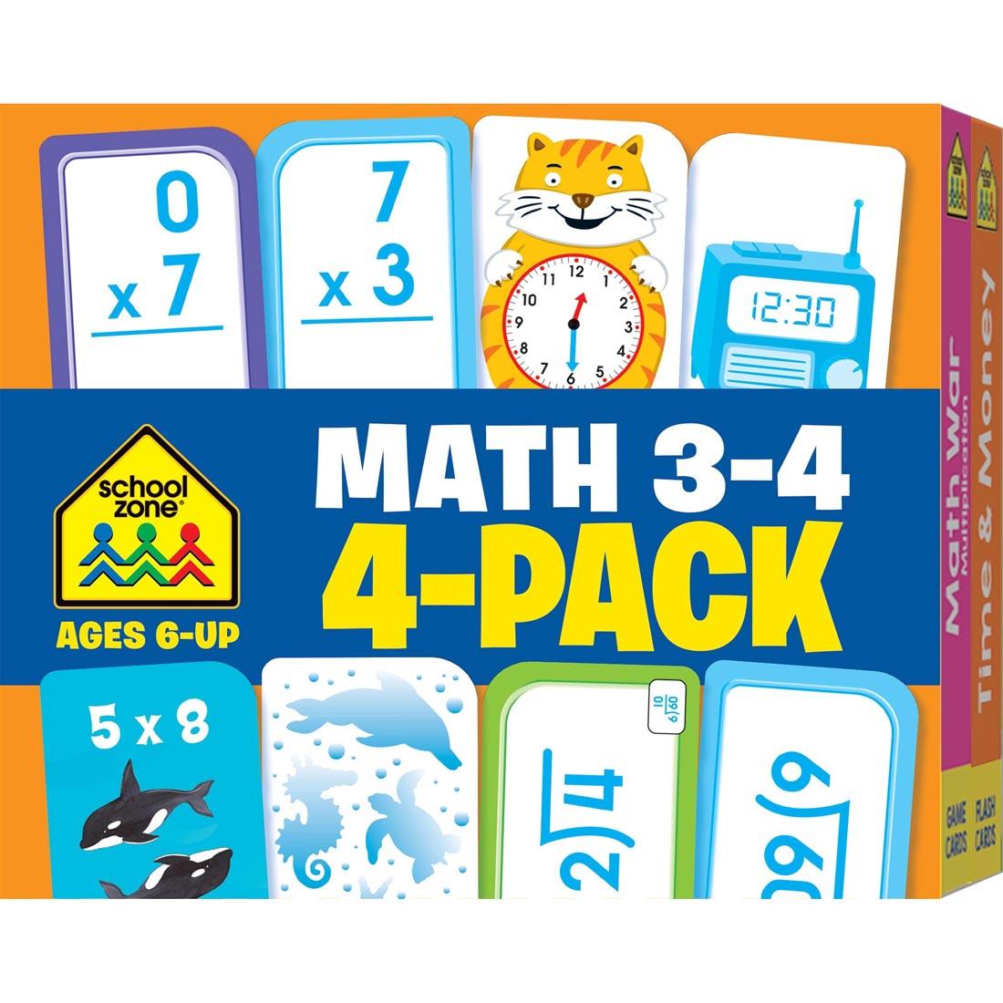 School Zone Math 3-4 Flash Cards 4-Pack