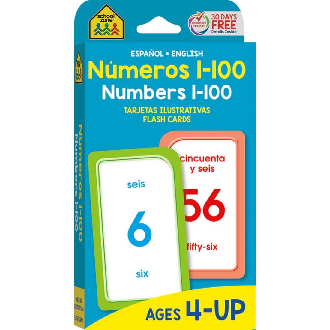Package of Bilingual Numbers 1-100 Flash Cards by School Zone