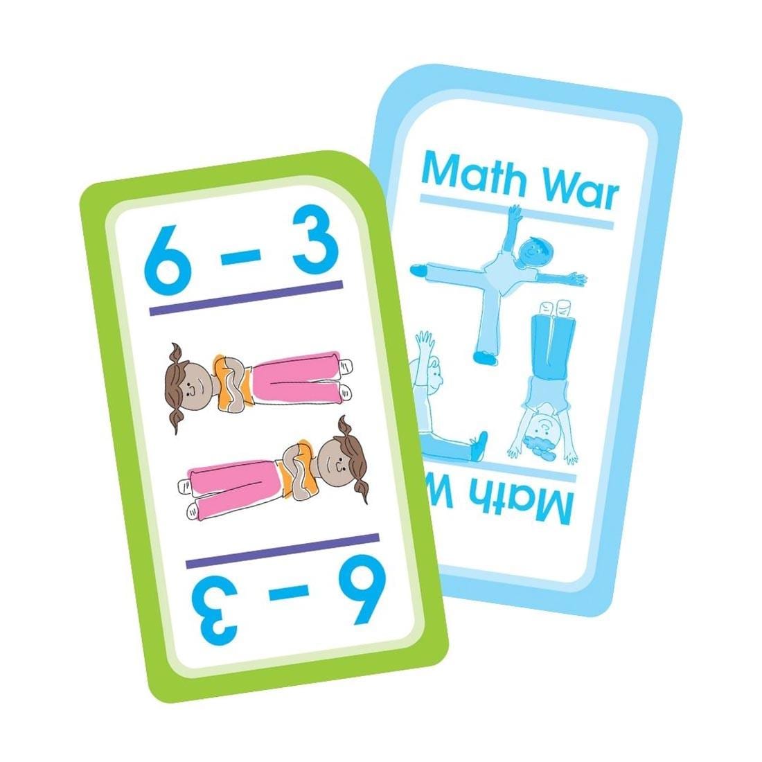 Sample subtraction problem card from School Zone Math War: Addition & Subtraction Game Cards