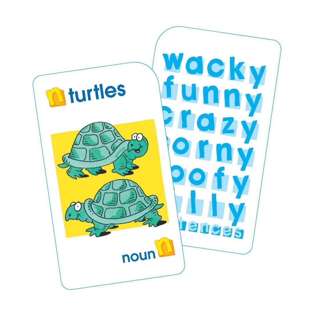 Sample noun card from School Zone Nouns, Verbs & More Game Cards