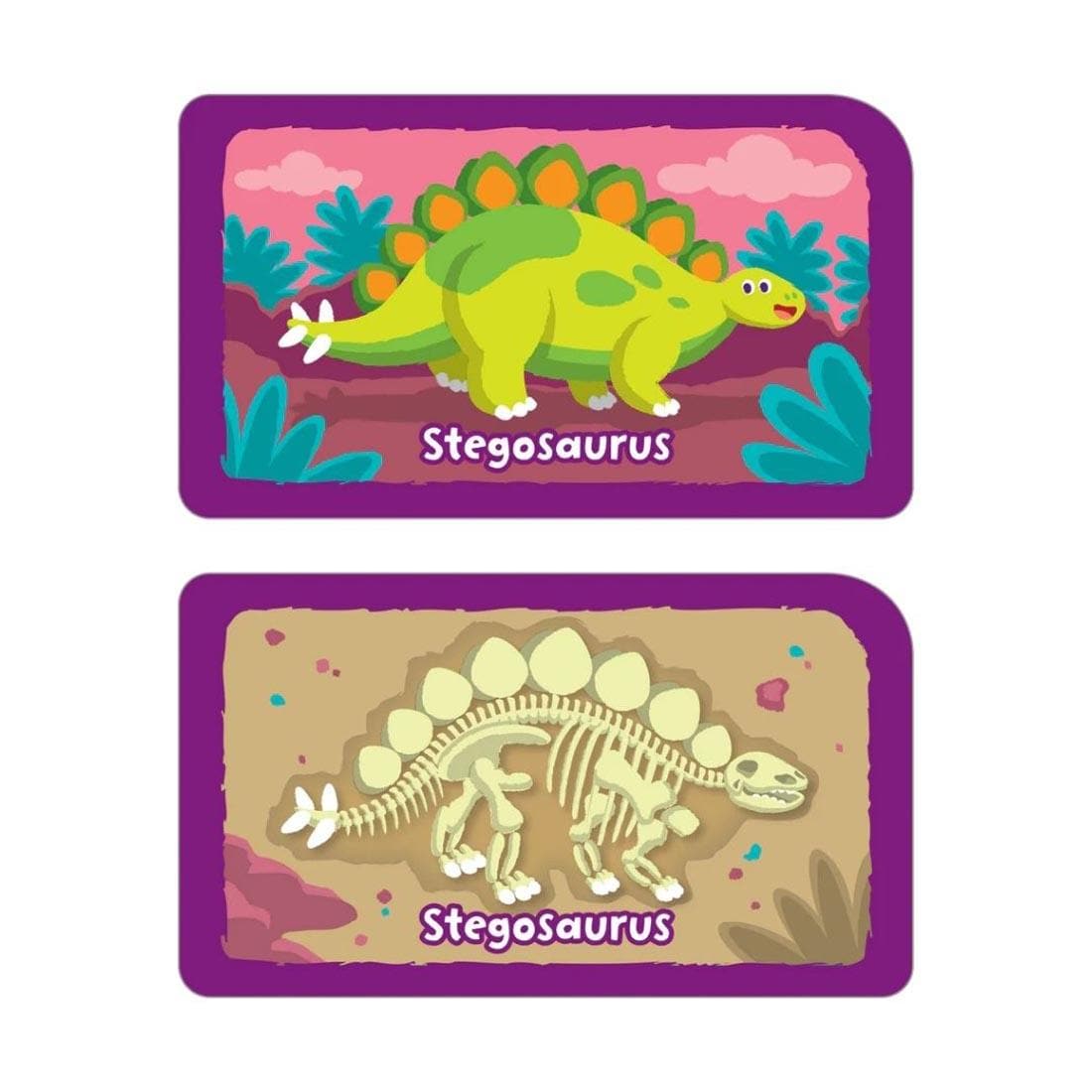 Sample dinosaur card pair from School Zone Dino Dig Card Game