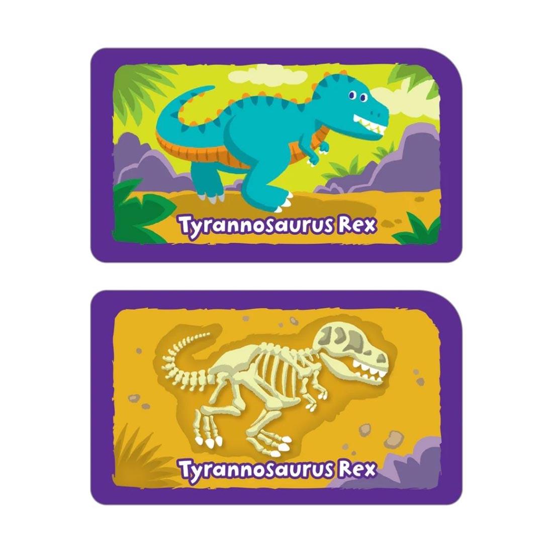 Sample dinosaur card pair from School Zone Dino Dig Card Game