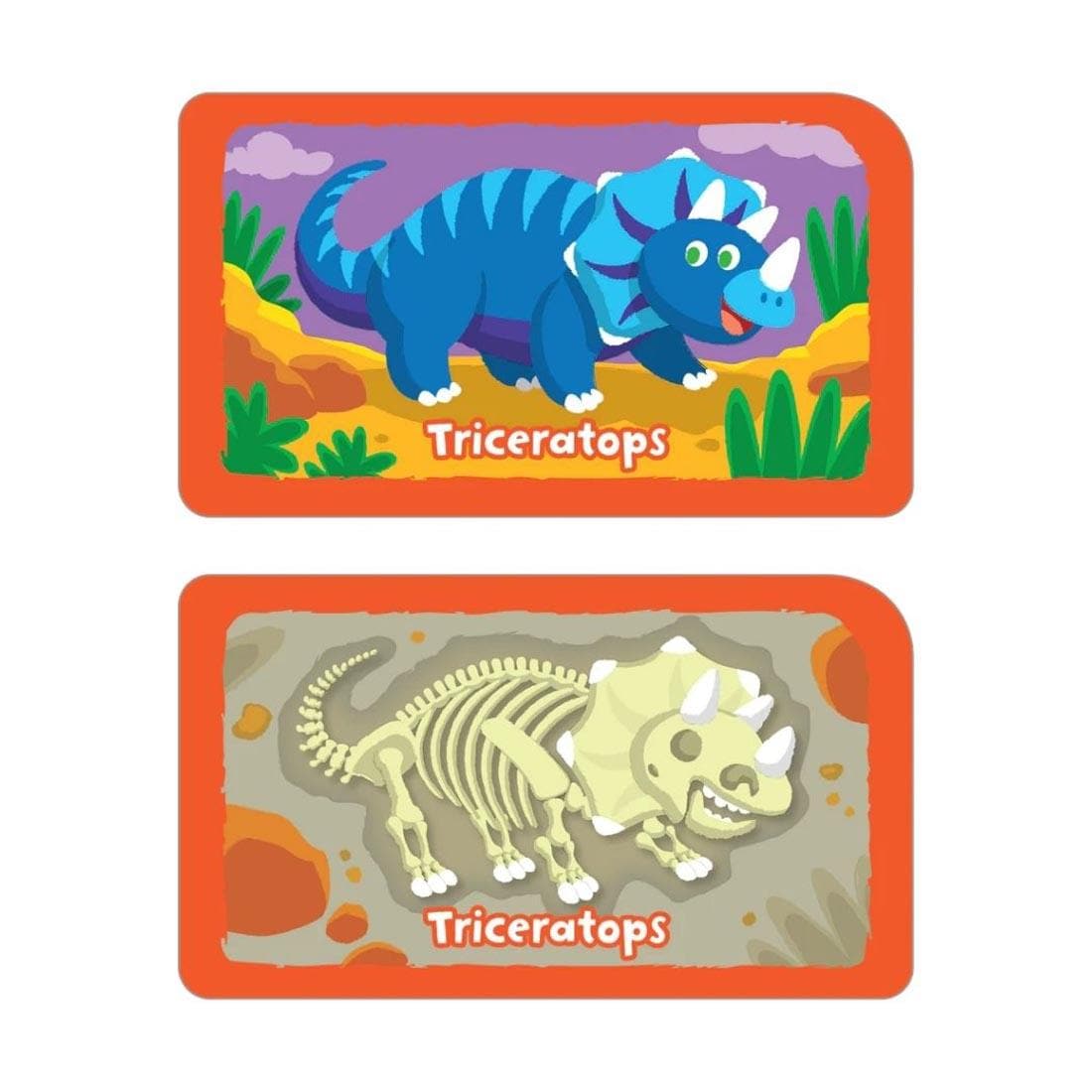 Sample dinosaur card pair from School Zone Dino Dig Card Game