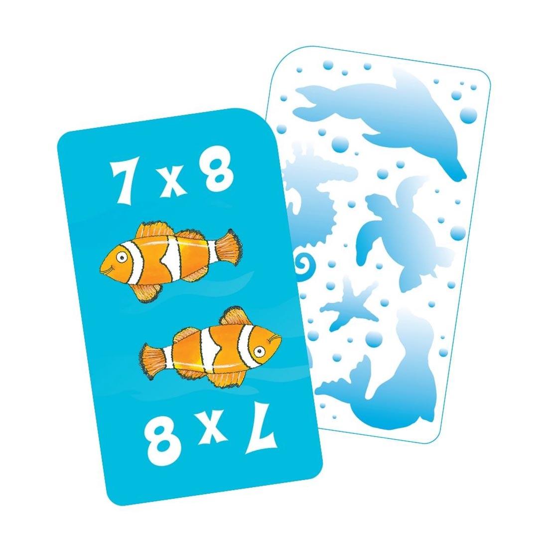 Sample multiplication problem card from School Zone Math War: Multiplication Game Cards