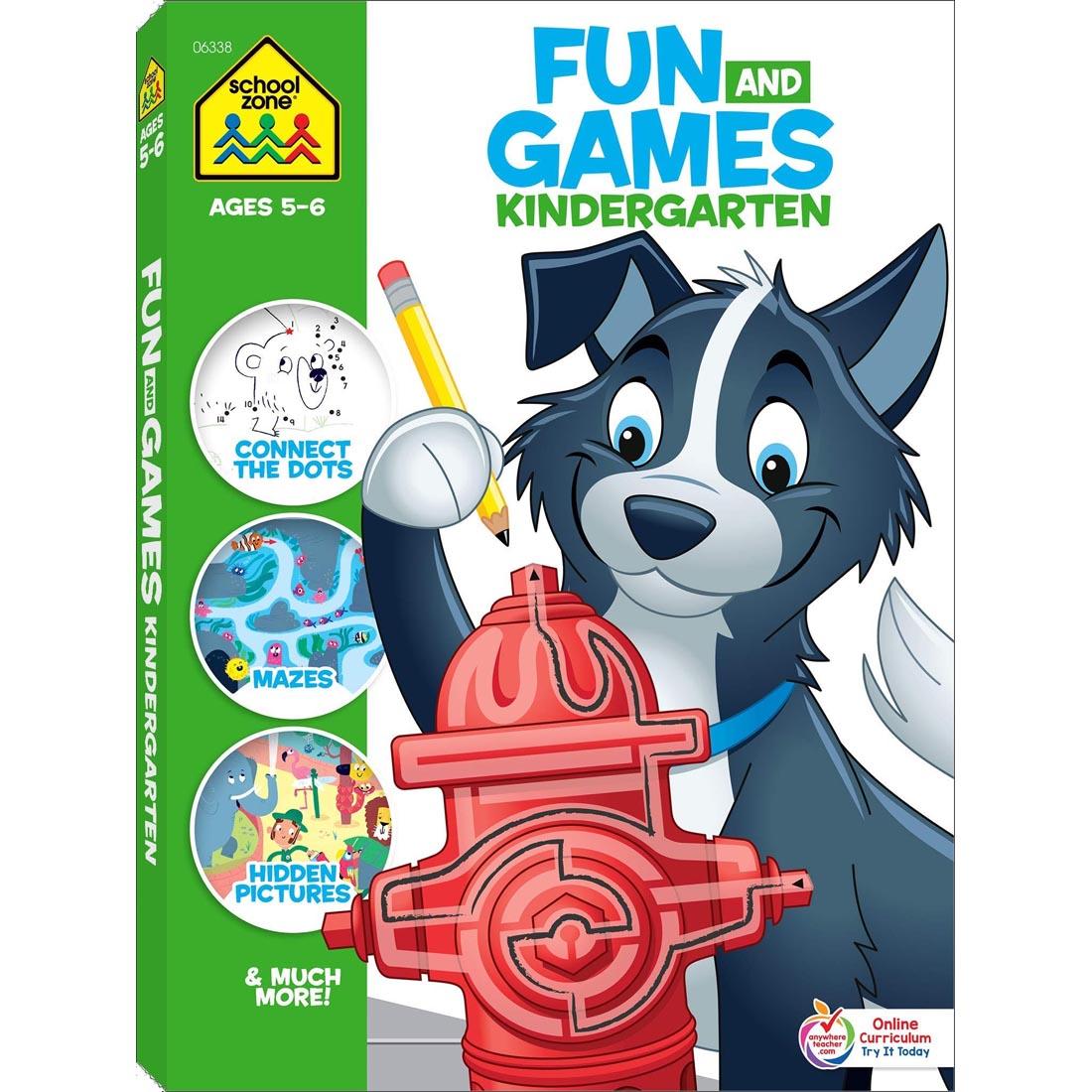 Cover of School Zone's Fun and Games Kindergarten Workbook