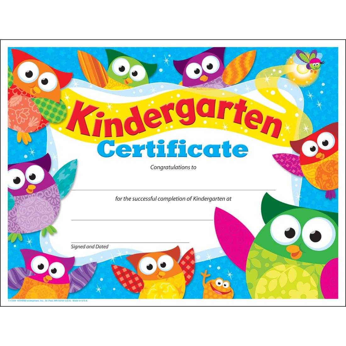 TREND Owl-Stars! Kindergarten Certificate