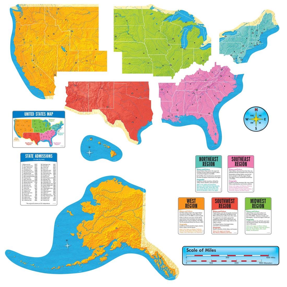 several map pieces from the TREND The United States Wipe-Off Learning Set