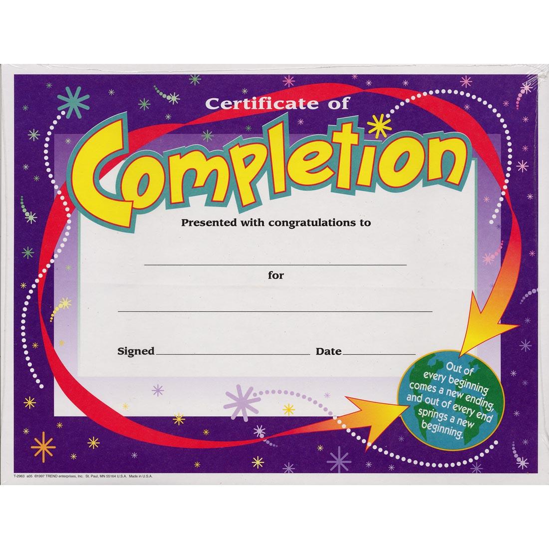 TREND Colorful Certificate of Completion