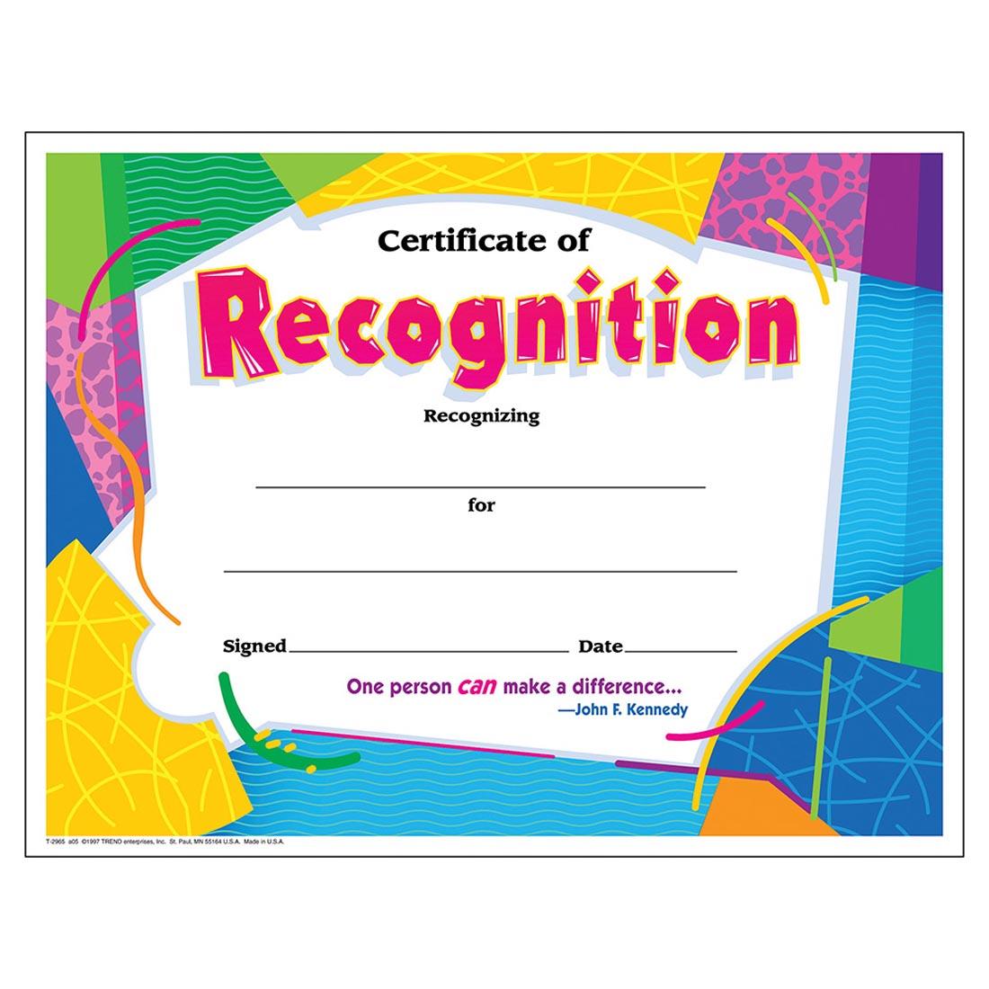 TREND Colorful Certificate of Recognition