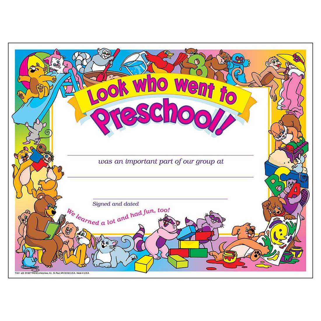 TREND Look Who Went To Preschool! Certificate