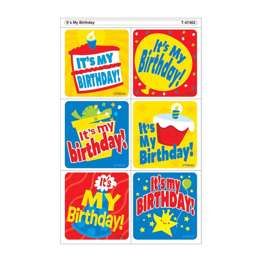 TREND It's My Birthday Tear & Share Stickers