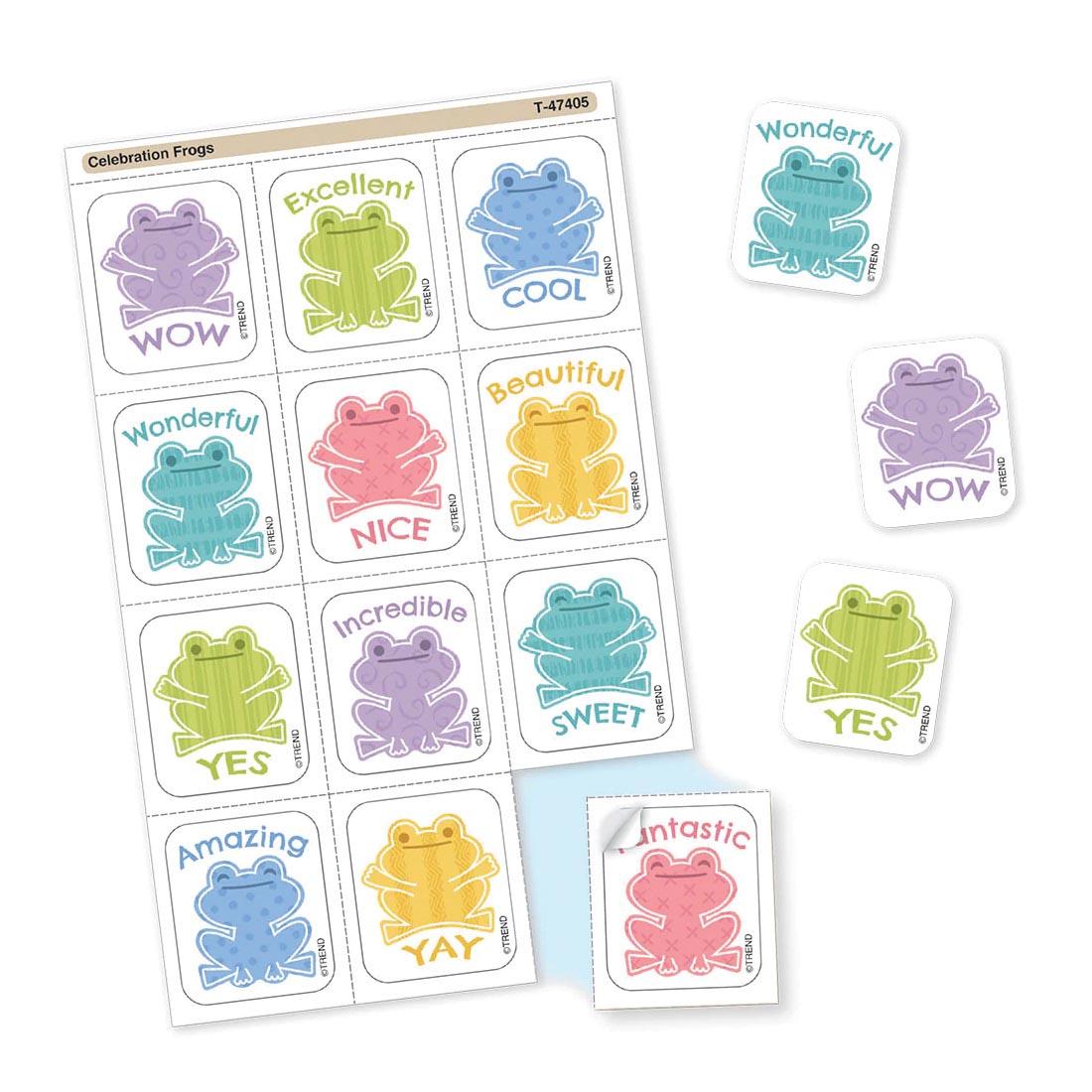 Celebration Frogs Tear & Share Stickers from the Good To Grow collection by TREND