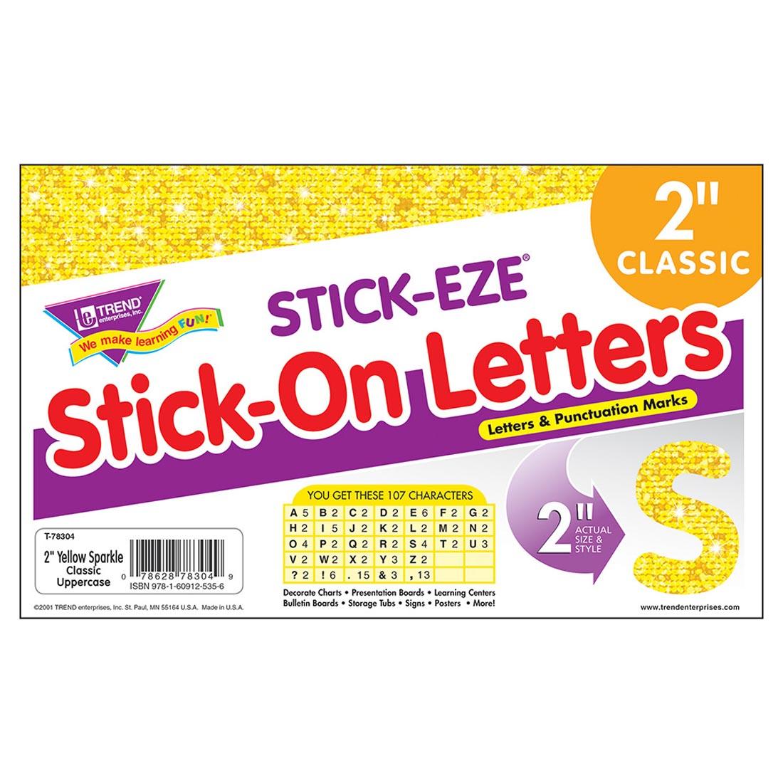 2" Yellow Sparkle TREND STICK-EZE Letters