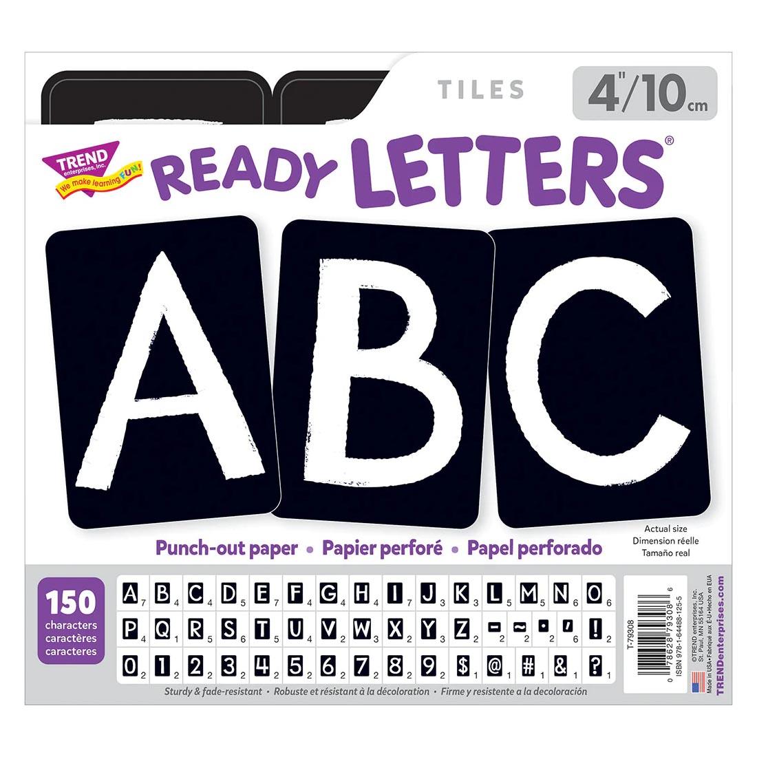 package of 4" Black TREND Tiles Uppercase Ready Letters