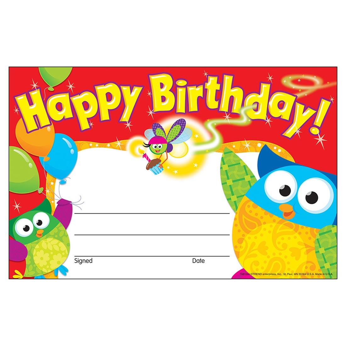 TREND Owl-Stars! Happy Birthday Recognition Award