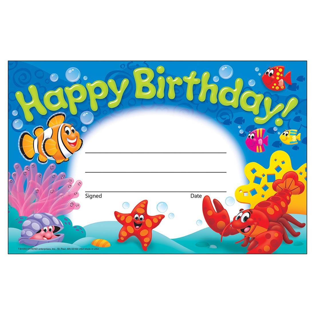 TREND Sea Buddies Happy Birthday! Recognition Award