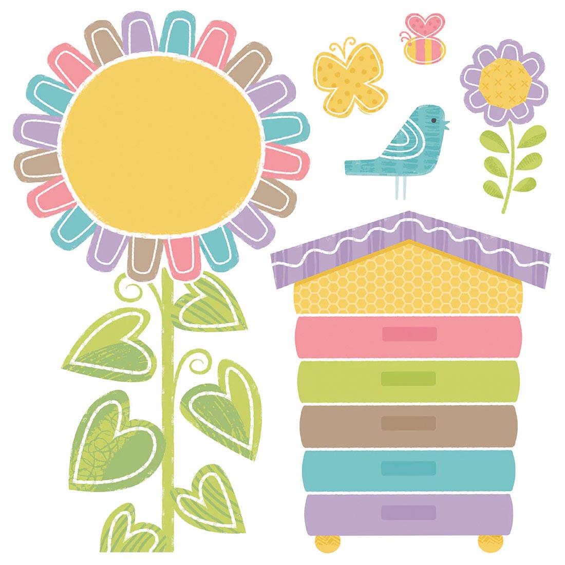pieces of Rainbow Garden Bulletin Board Set from the Good To Grow collection by TREND