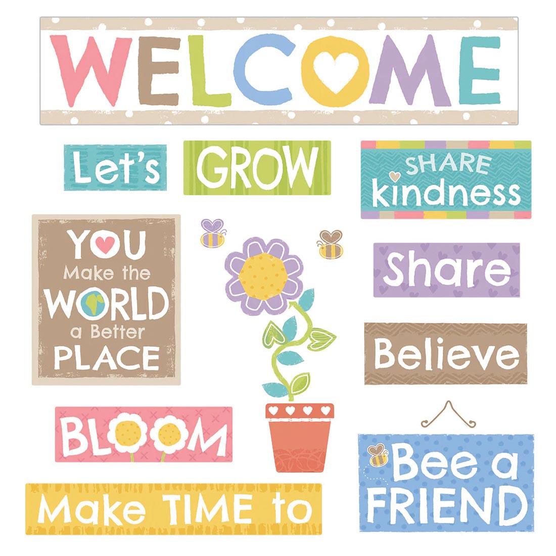 pieces from the Always Welcome Bulletin Board Set from the Good To Grow collection by TREND