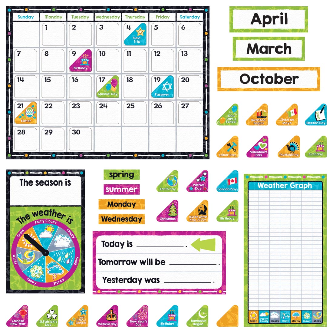 TREND Color Harmony Calendar Bulletin Board Set