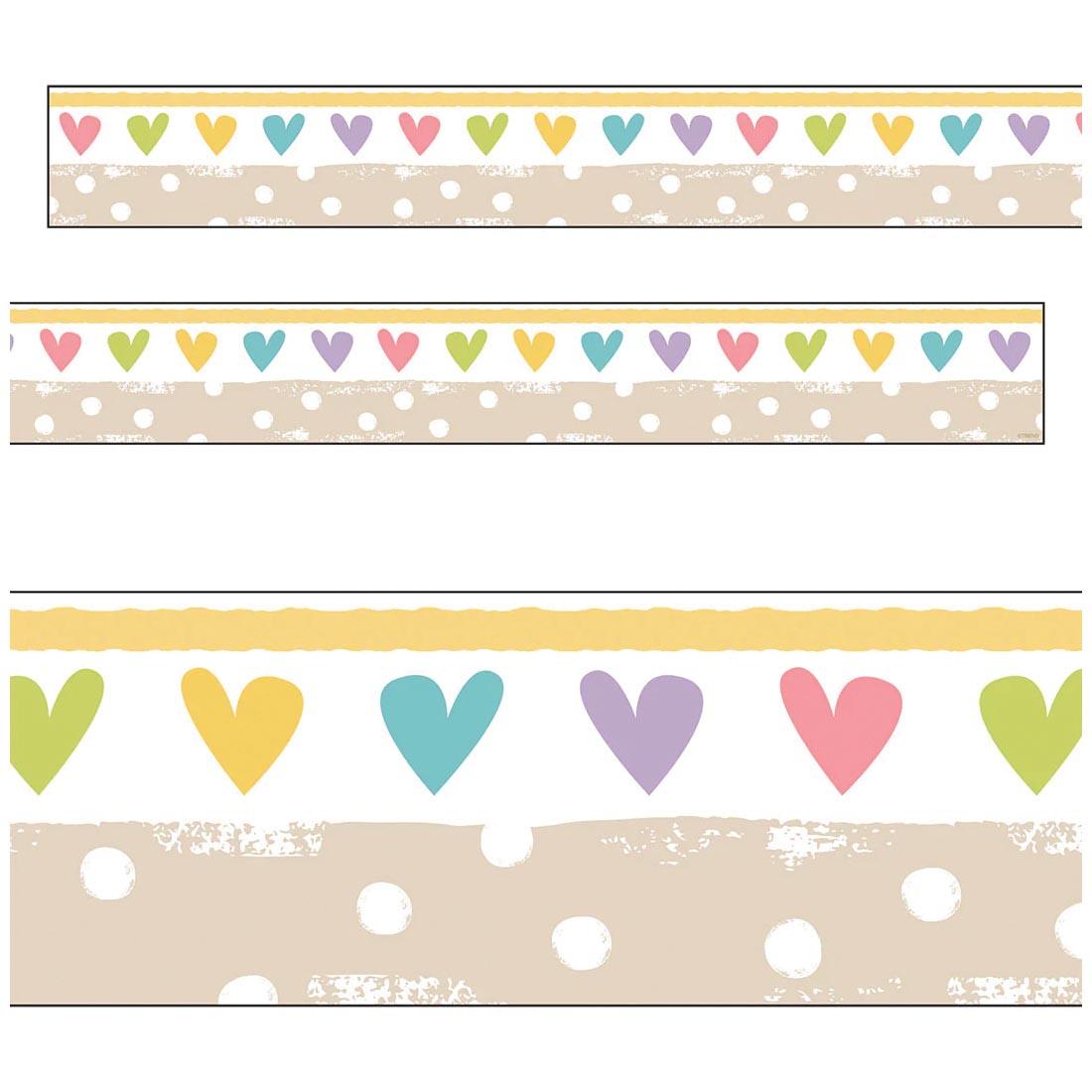 Two strips plus a closeup of Take Heart Bolder Borders from the Good To Grow collection by TREND