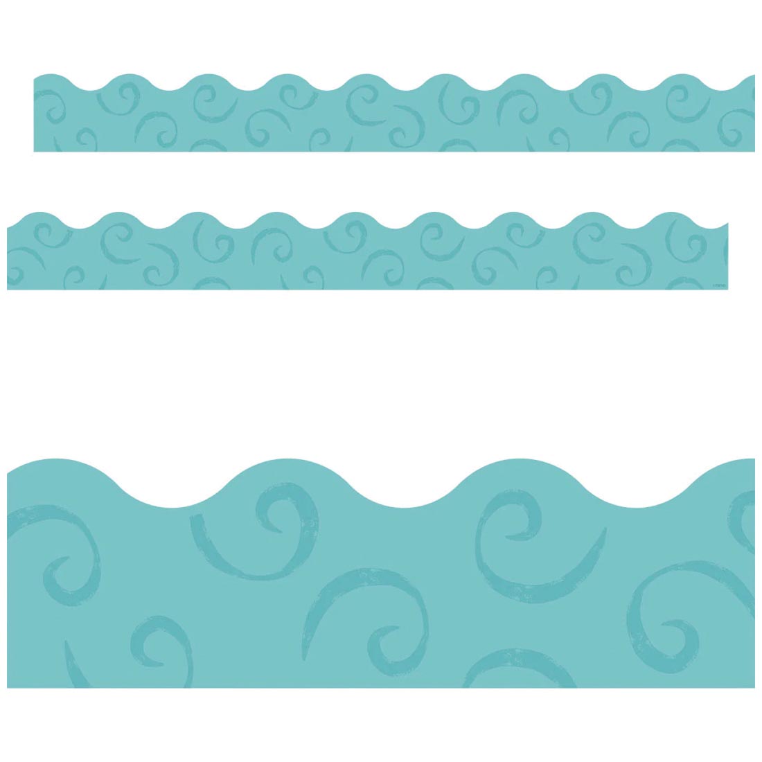 Two strips plus a closeup of Teal Swirls Terrific Trimmers from the Good To Grow collection by TREND
