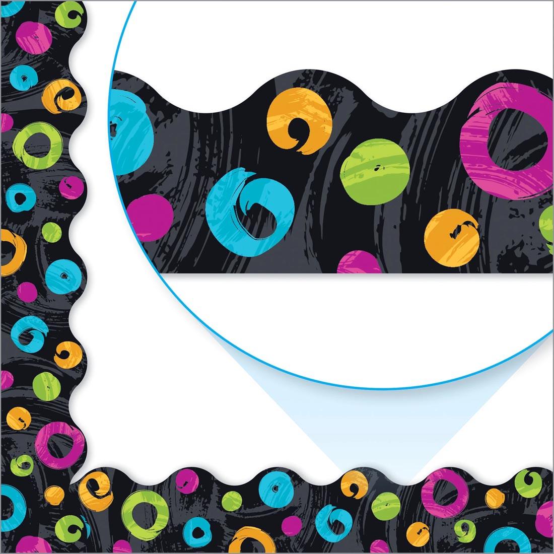 TREND Color Harmony Swirl Dots on Black Terrific Trimmers with inset of closeup