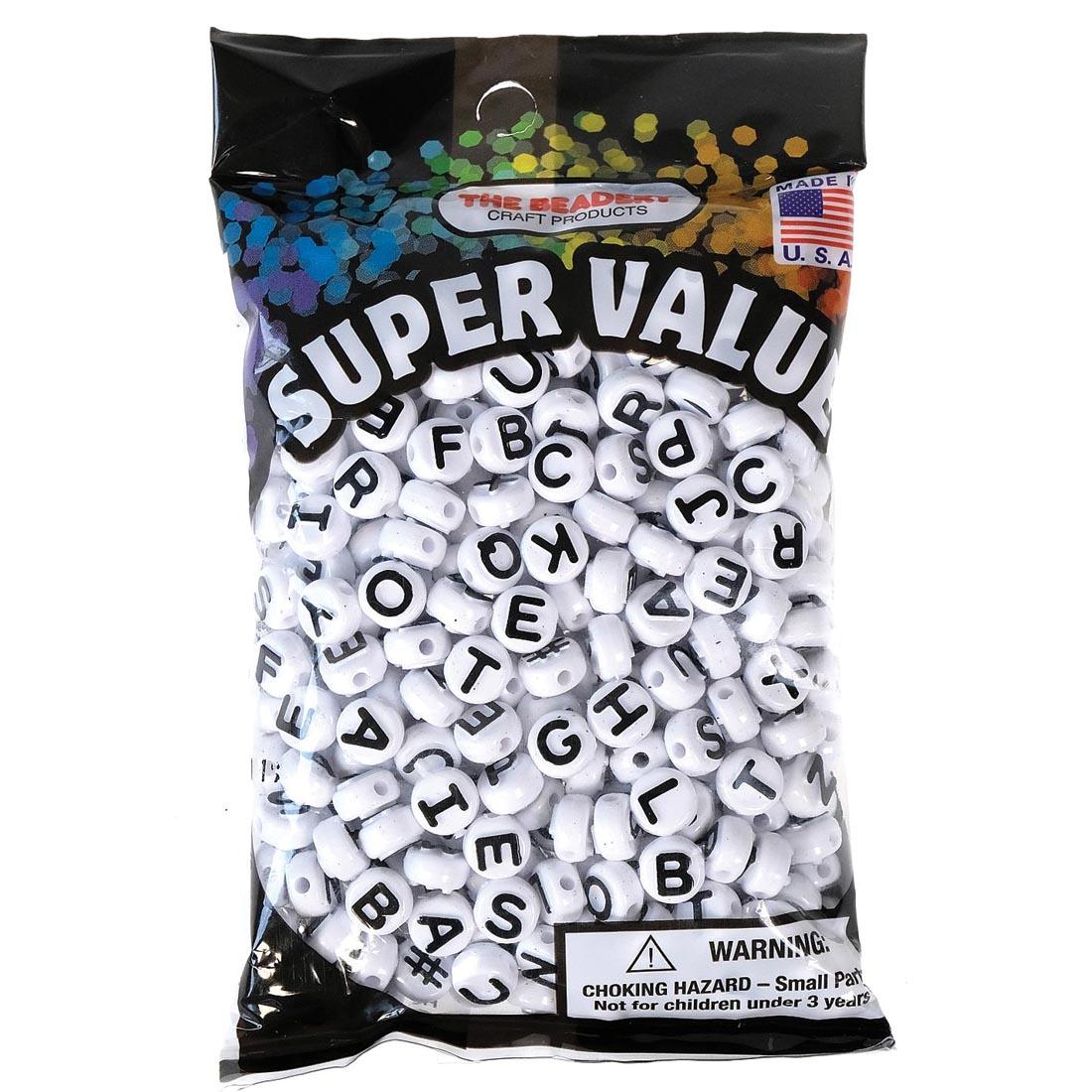 Black & White Alphabet Beads Super Value Pack