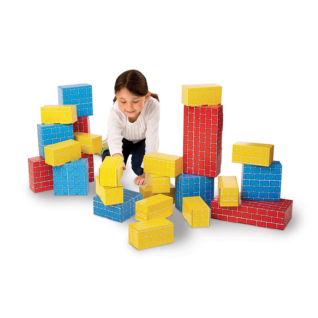 Child stacking Jumbo Cardboard Blocks