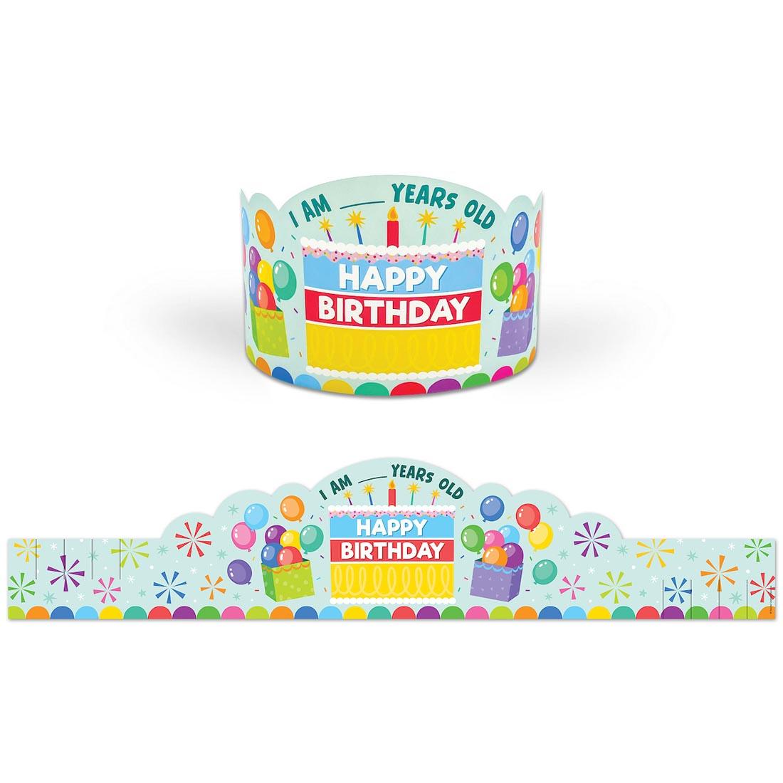 Happy Birthday Crown from the Colorful collection by Teacher Created Resources shown folded and flat
