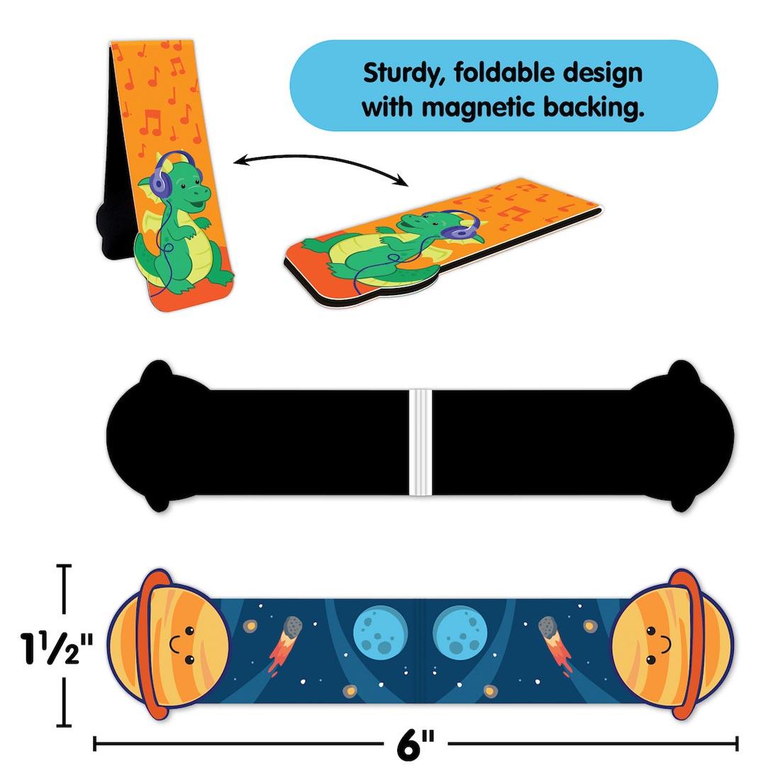 Magnetic Bookmarks By Teacher Created Resources plus text Sturdy, foldable design with magnetic backing; 1-1/2" and 6"