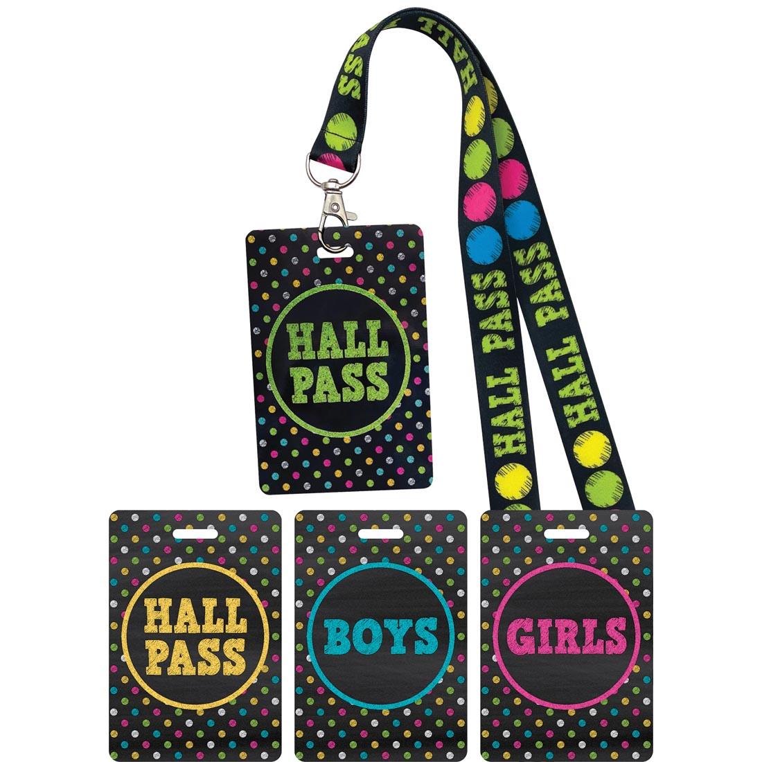 Hall Pass Lanyards from the Chalkboard Brights collection by Teacher Created Resources