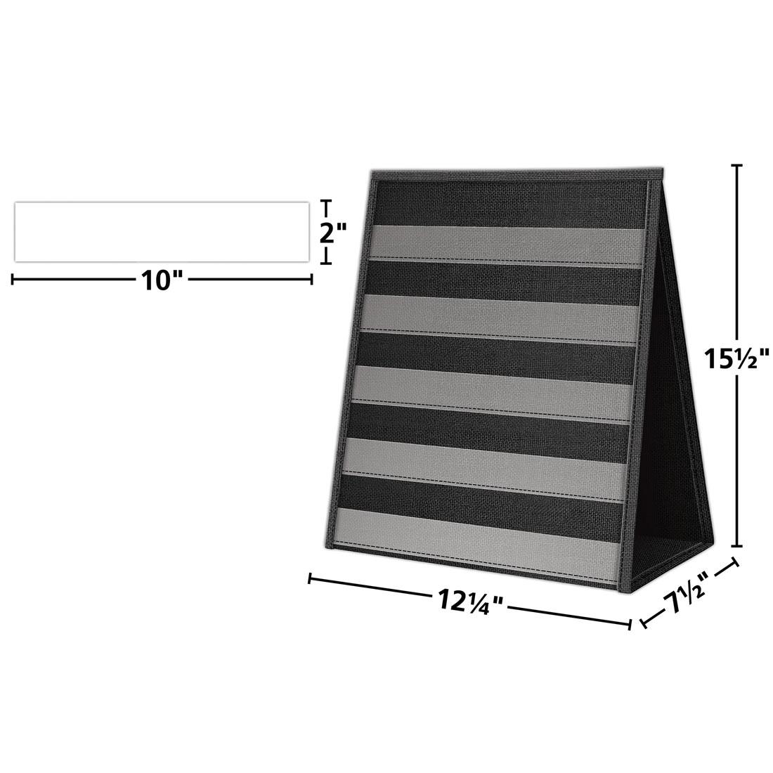 empty Black Desktop Pocket Chart and a blank card labeled with their measurements