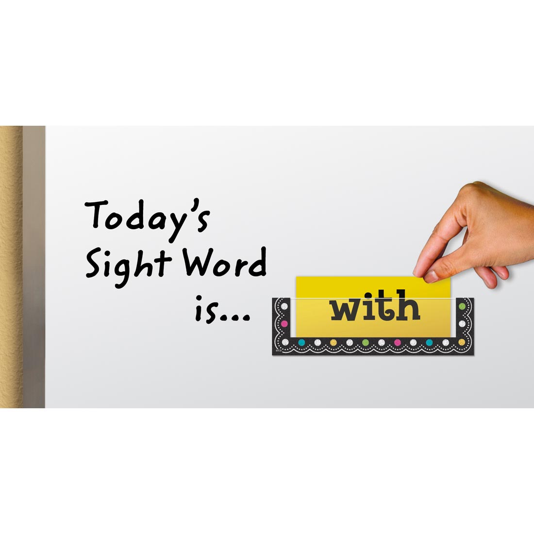 Chalkboard Brights Small Magnetic Pocket next to the text Today's Sight Word is...
