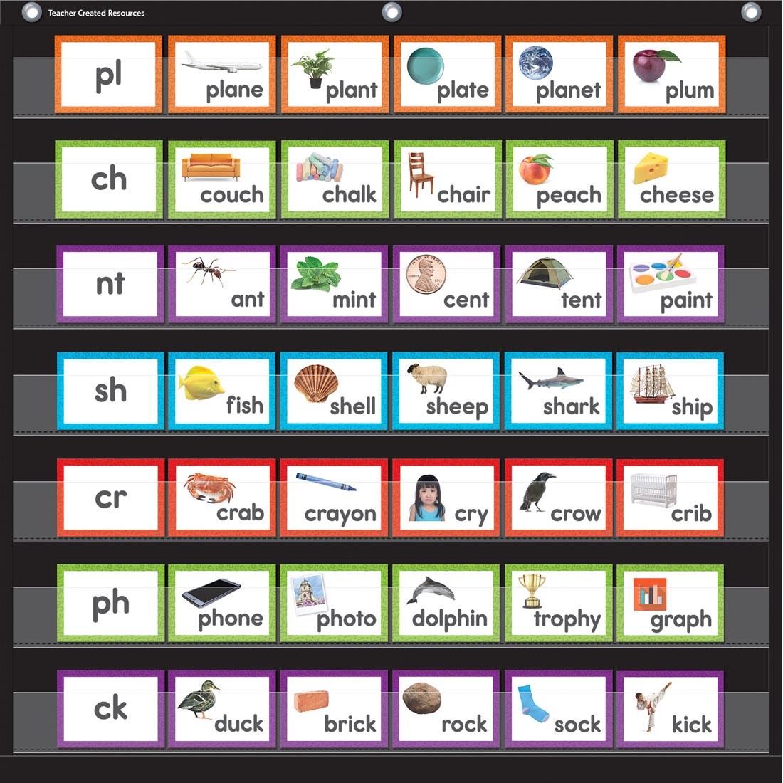 Consonant Blends And Digraphs Pocket Chart Cards By Teacher Created Resources inside a pocket chart