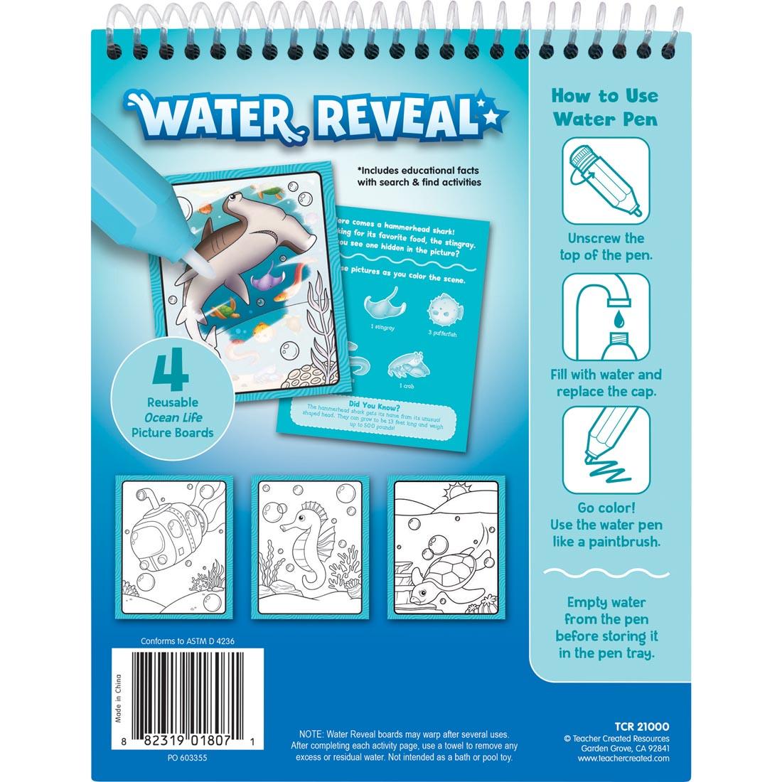 back cover of the Ocean Life Water Reveal By Teacher Created Resources