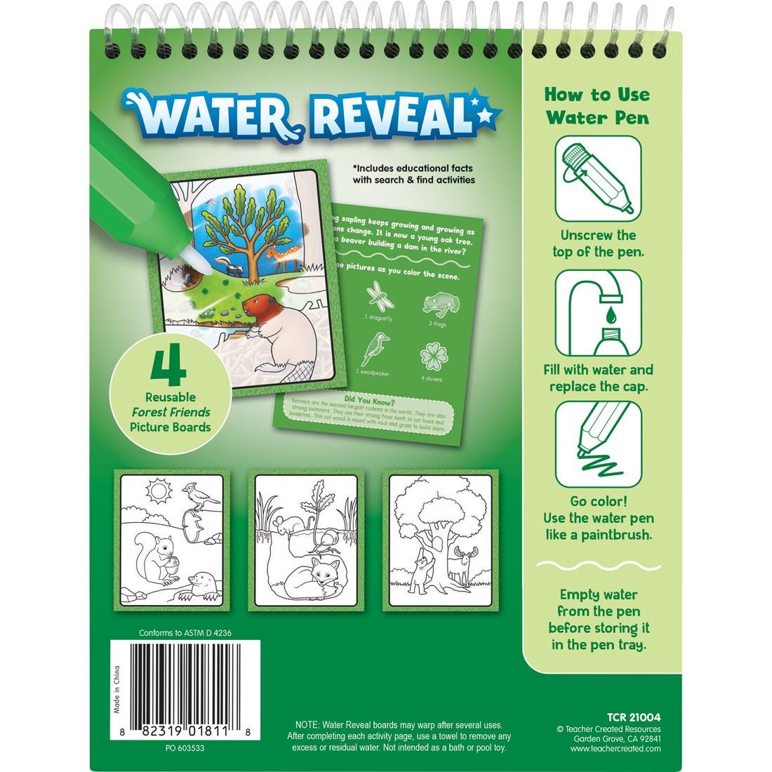 back cover of the Forest Friends Water Reveal By Teacher Created Resources