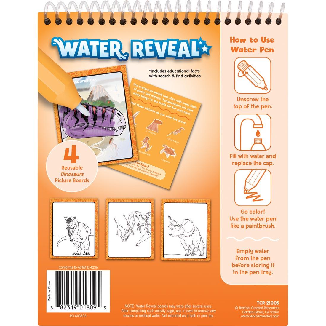 back cover of Dinosaurs Water Reveal By Teacher Created Resources