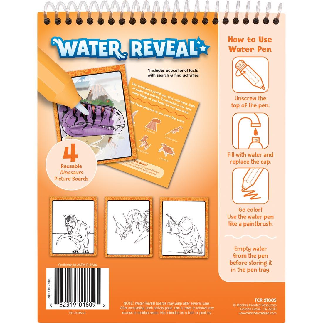 back cover of Dinosaurs Water Reveal By Teacher Created Resources