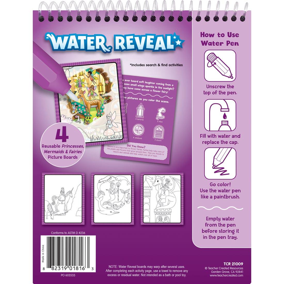 back cover of Princesses, Mermaids & Fairies Water Reveal By Teacher Created Resources