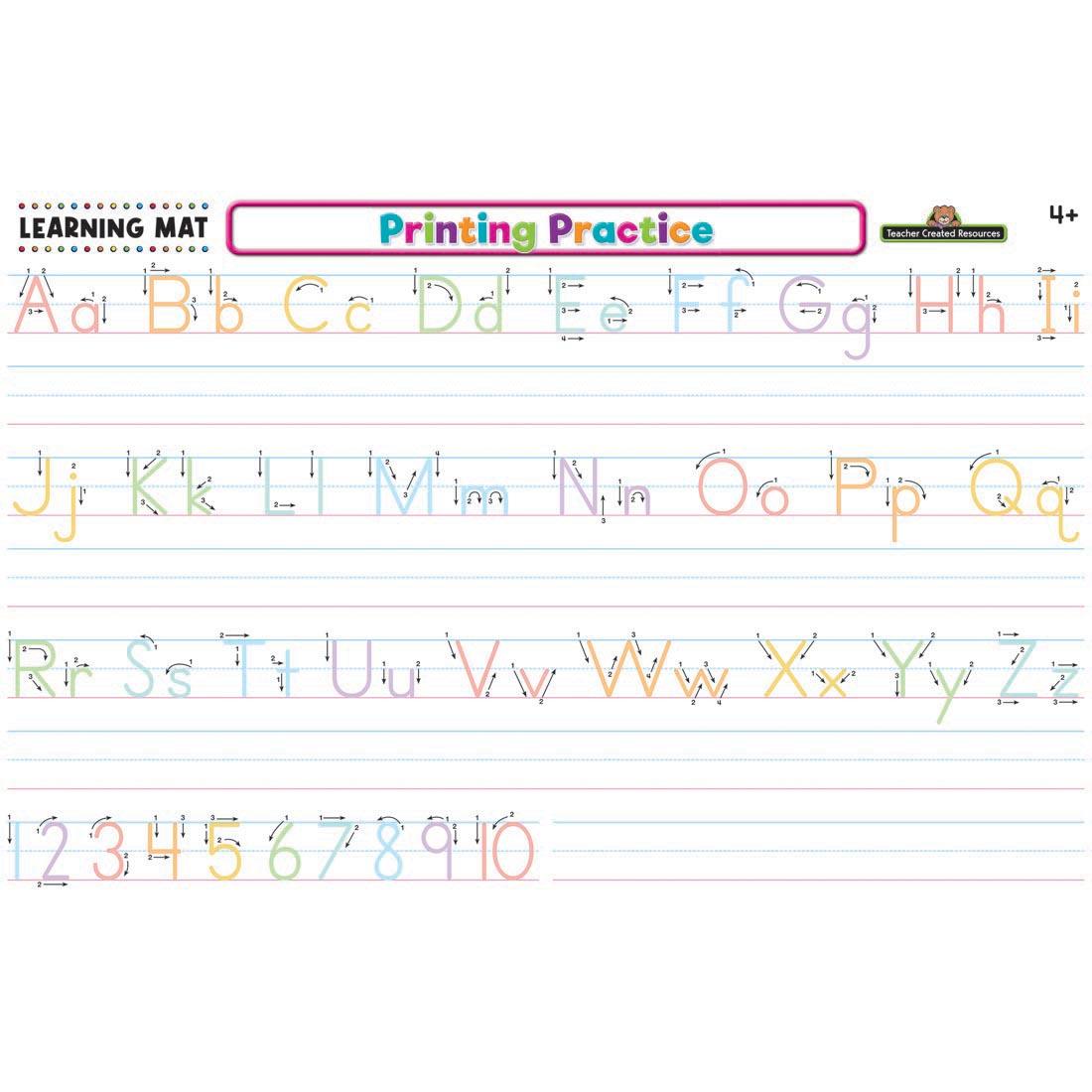 Printing Practice Dry Erase Learning Mat