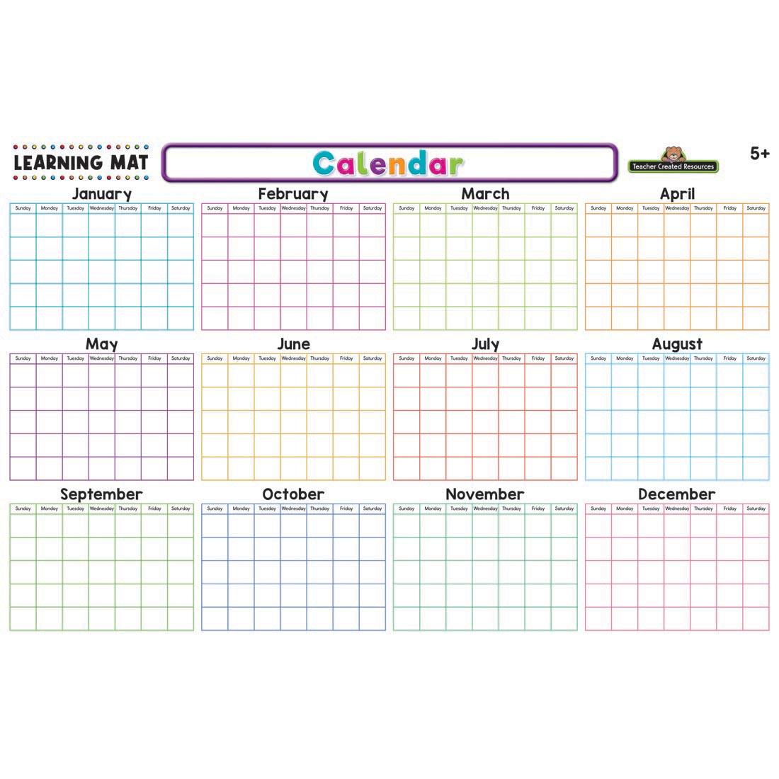 Calendar Dry Erase Learning Mat