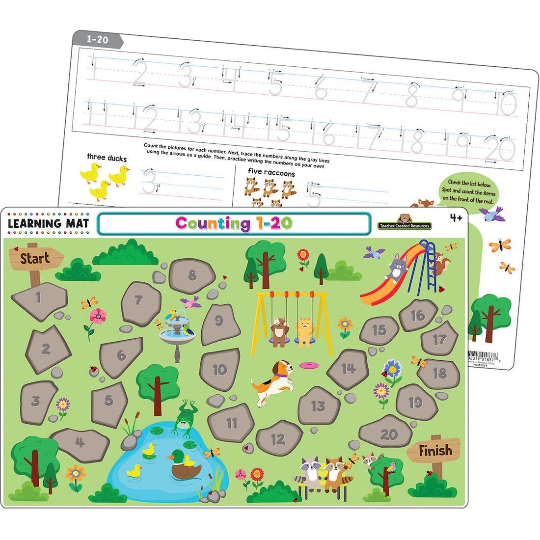 front and back of Counting 1-20 Learning Mat By Teacher Created Resources